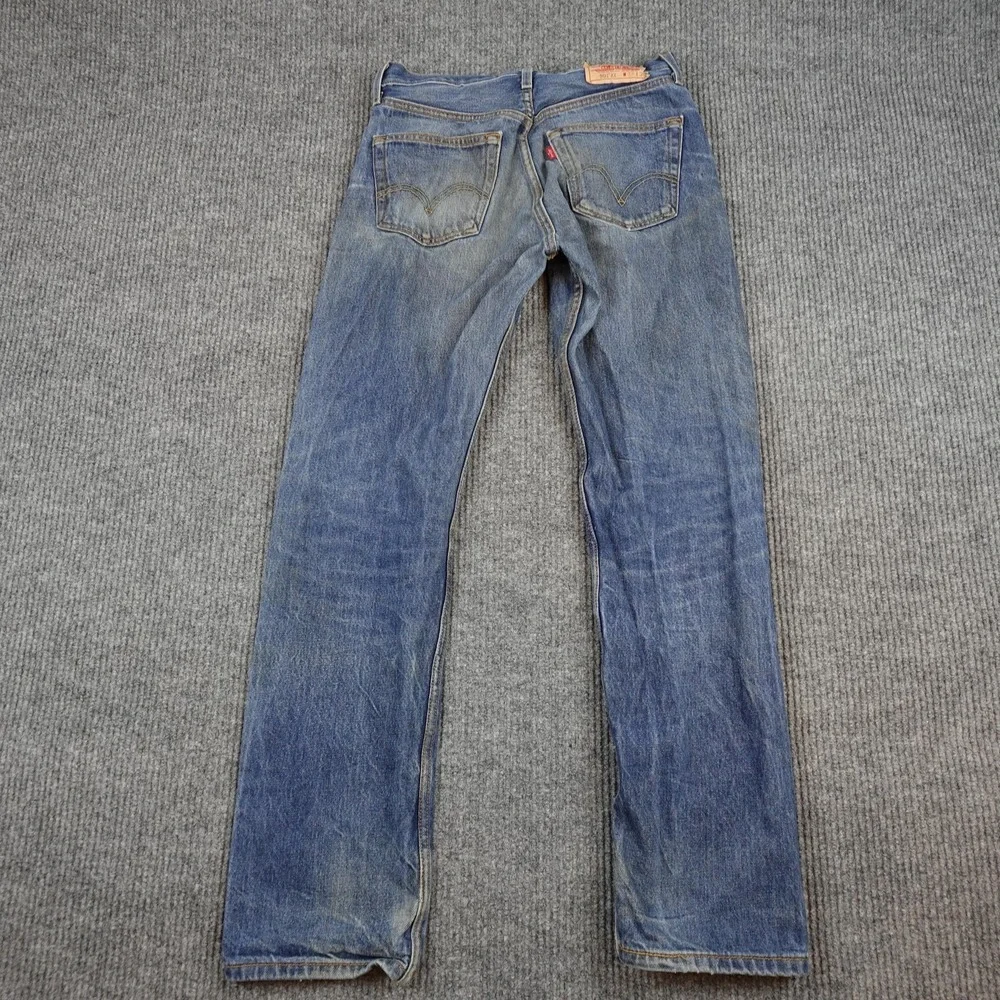 Levis 501XX Jeans Mens 33x36 Blue Distressed Denim Straight 501-0193